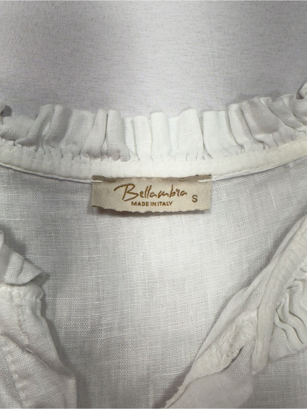 White Ruffle-Trim Linen Blouse - Picture 3 of 8